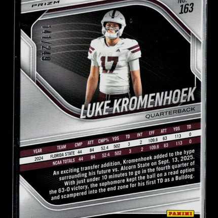 2026 Panini Prizm Black Luke Kromenhoek #163 141/249