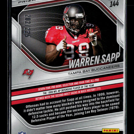 2026 Panini Prizm Black Warren Sapp #144 202/225
