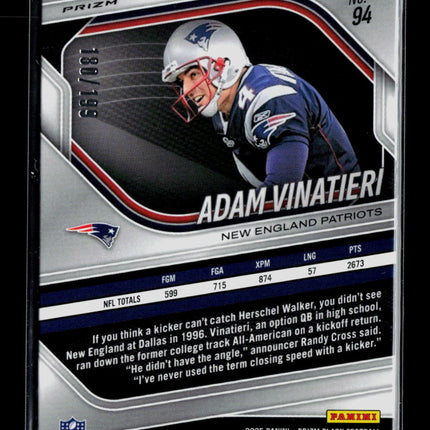 2026 Panini Prizm Black Adam Vinatieri #94 Blue 180/199