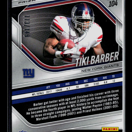 2026 Panini Prizm Black Tiki Barber Blue Ice 104 113/149
