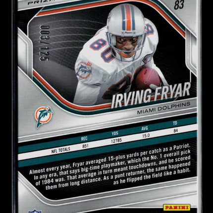 2026 Panini Prizm Black Football Irving Fryar #83 Blue Ice 003/125