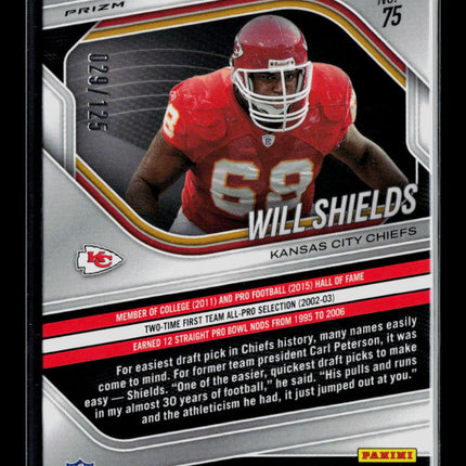 2026 Panini Prizm Black Will Shields #75 Blue Cracked Ice 029/125
