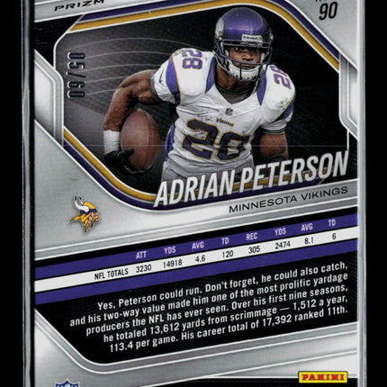 2026 Panini Prizm Black Adrian Peterson #90 Orange 05/60