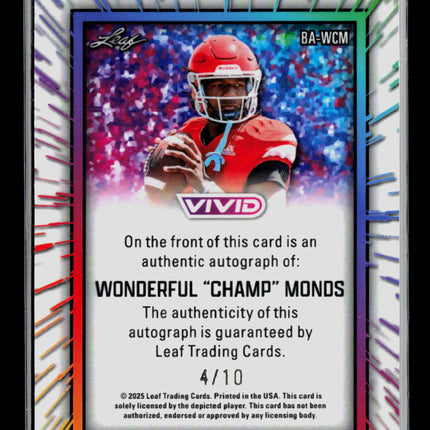 2025 Leaf Vivid Wonderful "Champ" Monds Champ Monds #BA-WCM 4/10 Auto