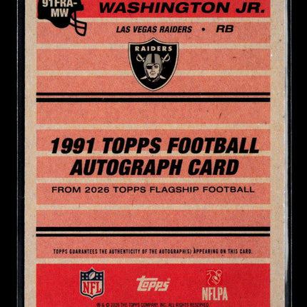 2026 Topps Flagship Football Mike Washington Jr. #91FRA-MW RC Auto