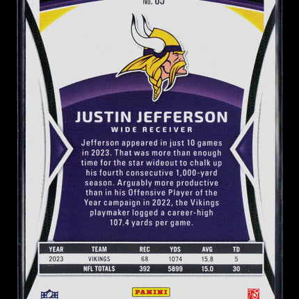 2024 Panini Certified Justin Jefferson #65 Red 069/100