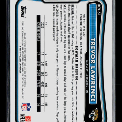 2025 Bowman Chrome Trevor Lawrence #BCV-51 Pink 079/209