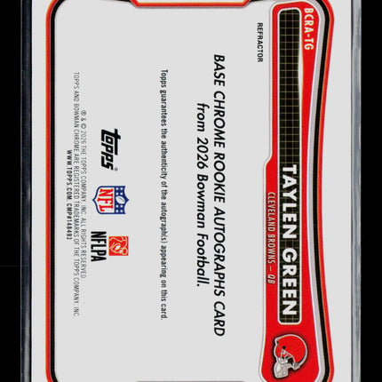 2026 Bowman Chrome Football Taylen Green #BCRA-TG Refractor 056/499 RC Auto