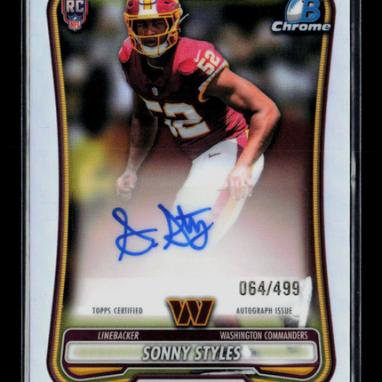 2026 Bowman Chrome Football Sonny Styles #BCRA-SS Refractor 064/499 RC Auto