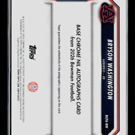 2026 Bowman Chrome Bryson Washington #BCPA-BW Green 97/99 Auto