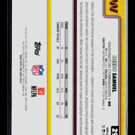 2025 Topps Chrome Deebo Samuel #294 Pulsar