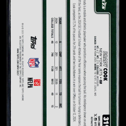 2025 Topps Chrome Brady Cook #319 Refractor RC