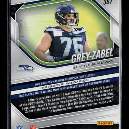 2025 Panini Prizm Football Grey Zabel #387 RC