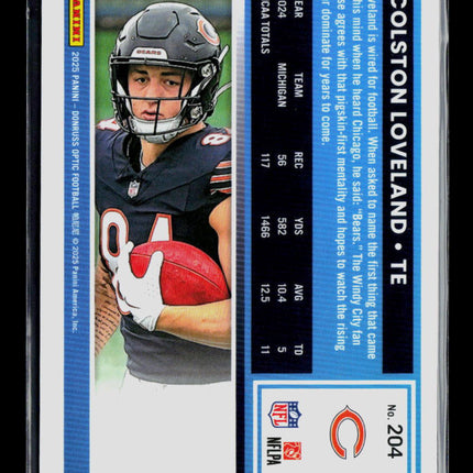 2025 Panini Donruss Optic Colston Loveland #204 Rookie