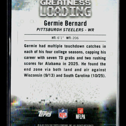 2026 Topps Bowman Chrome Greatness Loading Germie Bernard #GL-15 RC