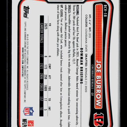 2025 Bowman Chrome Joe Burrow #BCV-18 Speckle