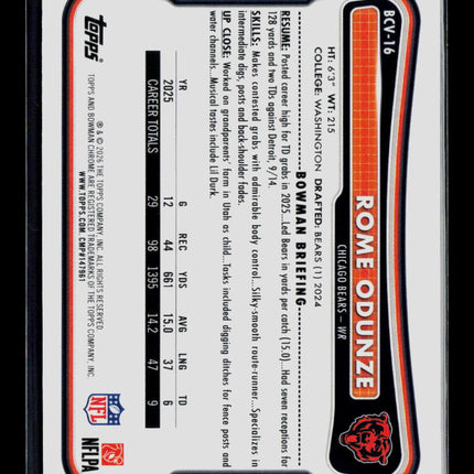 2026 Topps Bowman Chrome Rome Odunze #BCV-16 Mojo Refractor
