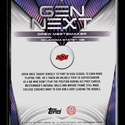 2026 Bowman Chrome University Drew Mestemaker #GN-12