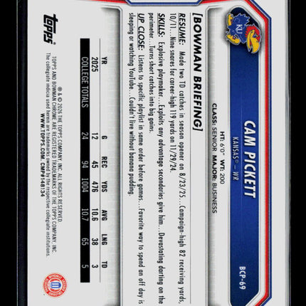 2026 Bowman Chrome University Cam Pickett #BCP-69 Mojo Refractor