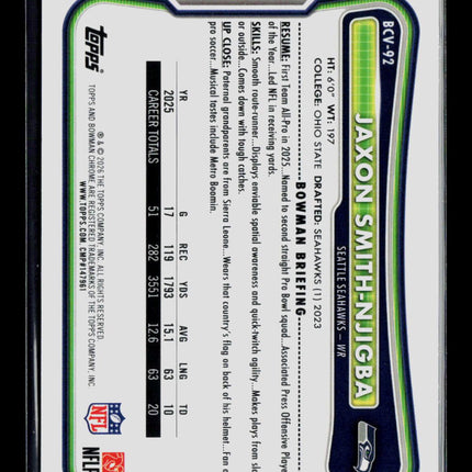 2026 Bowman Chrome Jaxon Smith-Njigba #BCV-92