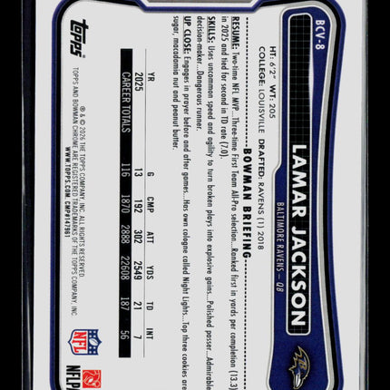2026 Topps Bowman Chrome Lamar Jackson #BCV-8