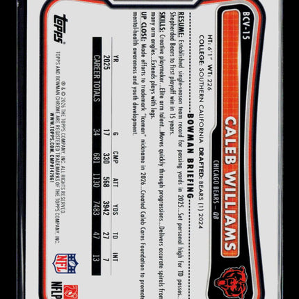 2025 Bowman Chrome Caleb Williams #BCV-15
