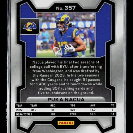 2023 Panini Prizm Football Puka Nacua #357 RC