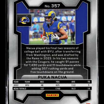 2023 Panini Prizm Football Puka Nacua #357 RC