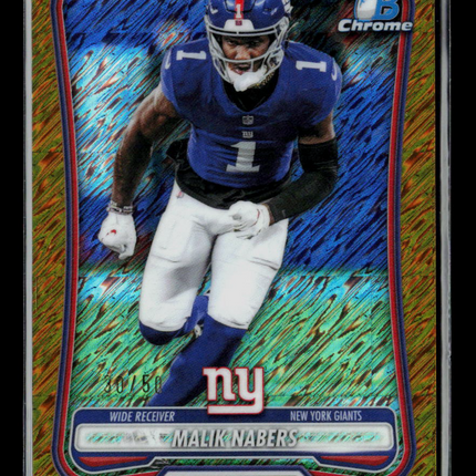 2025 Bowman Chrome Malik Nabers #BCV-76 Gold Shimmer Refractor 30/50
