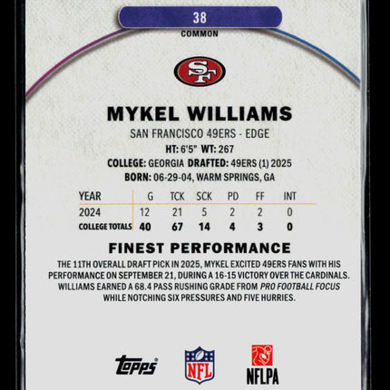 2025 Topps Finest Mykel Williams #38 RC