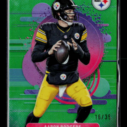 2025 Topps Finest Football Aaron Rodgers #145 Green Refractor 16/35