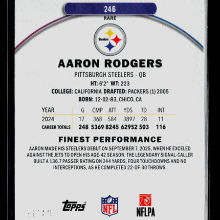 2025 Topps Finest Aaron Rodgers #246 Blue 94/99