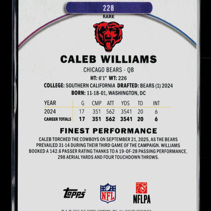 2025 Topps Finest Caleb Williams #228 138/150