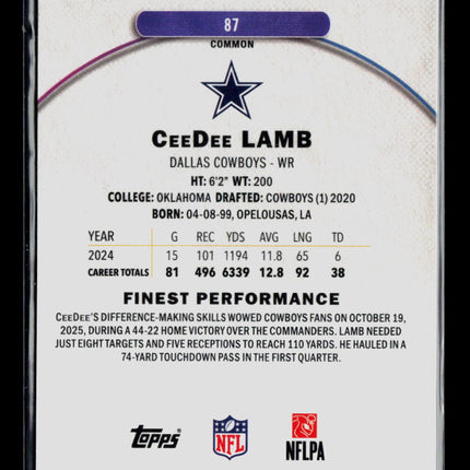 2025 Topps Finest CeeDee Lamb #87 Purple 061/250