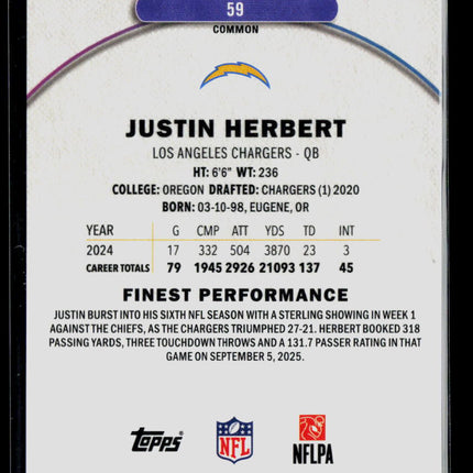 2025 Topps Finest Justin Herbert #59 320/325