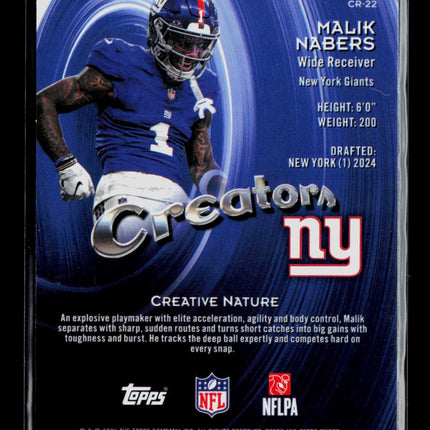 2025 Topps Finest Creators Malik Nabers #CR-22