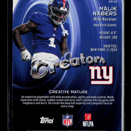 2025 Topps Finest Creators Malik Nabers #CR-22