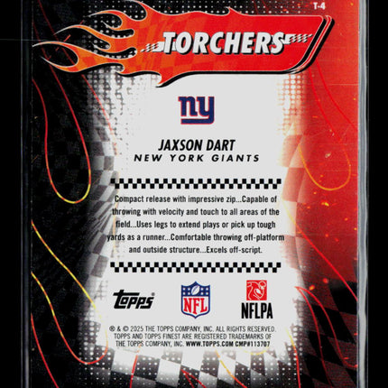 2025 Topps Finest Jaxson Dart #T-4 RC Insert