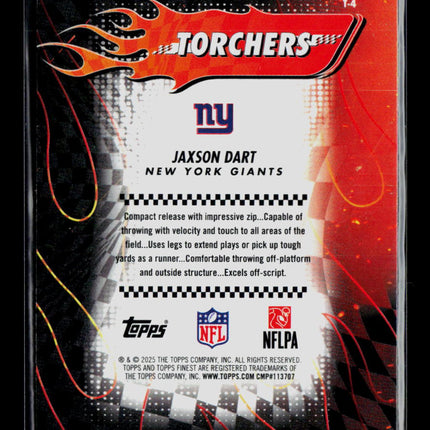 2025 Topps Finest Jaxson Dart #T-4 RC
