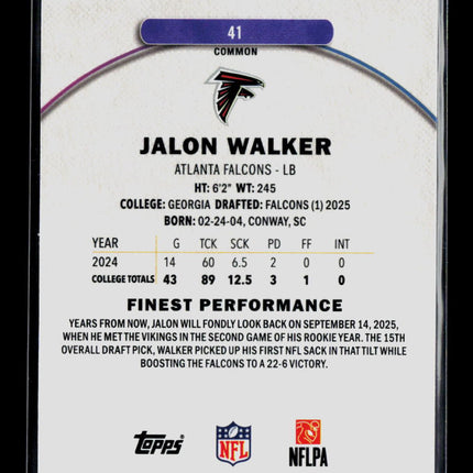 2025 Topps Finest Jalon Walker #41 Refractor RC