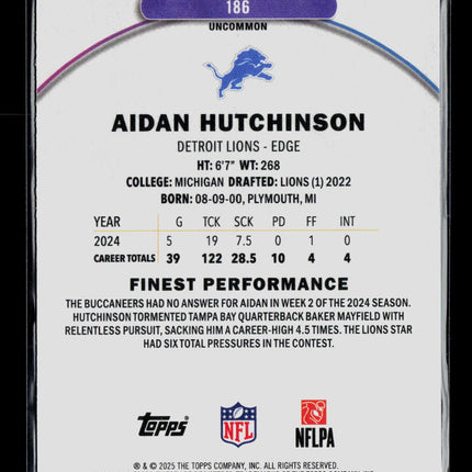 2025 Topps Finest Aidan Hutchinson #186 Refractor