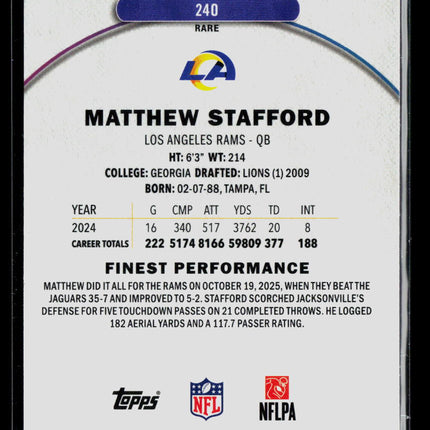 2025 Topps Finest Matthew Stafford #240 Refractor