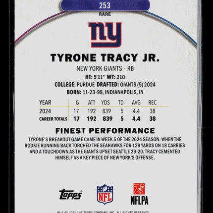 2025 Topps Finest Tyrone Tracy Jr. #253 Refractor