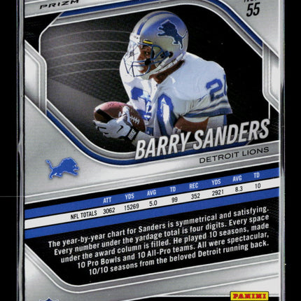 2026 Panini Prizm Black Barry Sanders #55 Silver