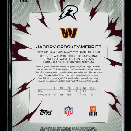 2026 Topps Resurgence Football Jacory Croskey-Merritt #198 Pink RC 222/299