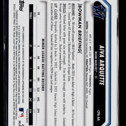 2025 Bowman Chrome Aiva Arquette #CPA-AA Auto
