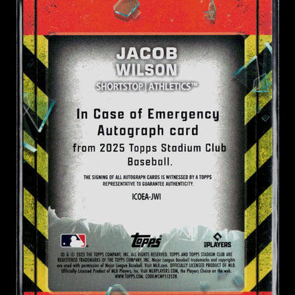2025 Topps Stadium Club Baseball Jacob Wilson #ICOEA-JWI Red RC 12/25 Auto