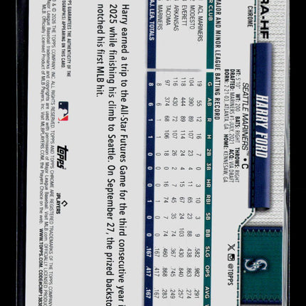 2026 Topps Chrome Harry Ford #RA-HF Orange RC 14/25 Auto