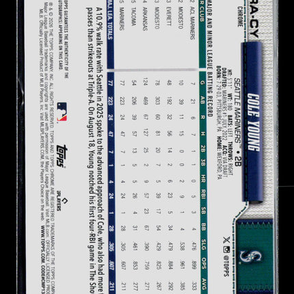 2026 Topps Chrome Cole Young #RA-CY Green 43/99 RC Auto