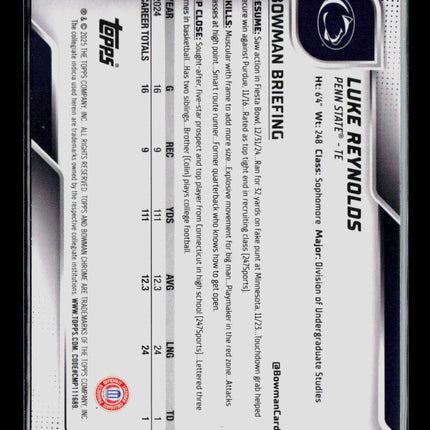 2025 Bowman Chrome Luke Reynolds #44 Yellow Geometric